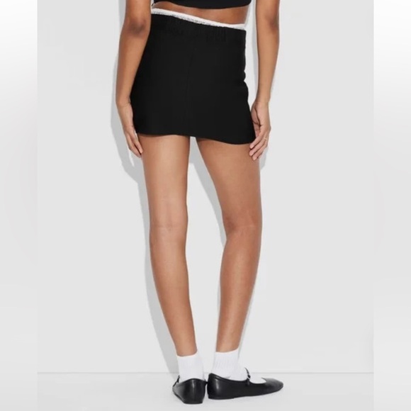 Wild Fable Black Stretch Peek-A-Boo Lace Mini Skirt with belt loops - Picture 2 of 4